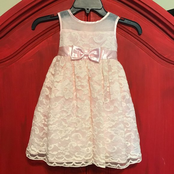 Katie M Dresses Katie M Toddler Girls 4t Dress Pink Lace Lined Bow